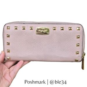 Michael Kors Jet Set Studded Continental Leather Wallet - Blossom